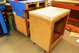 Two timber framed mobile units, timber framed rotary storage rack