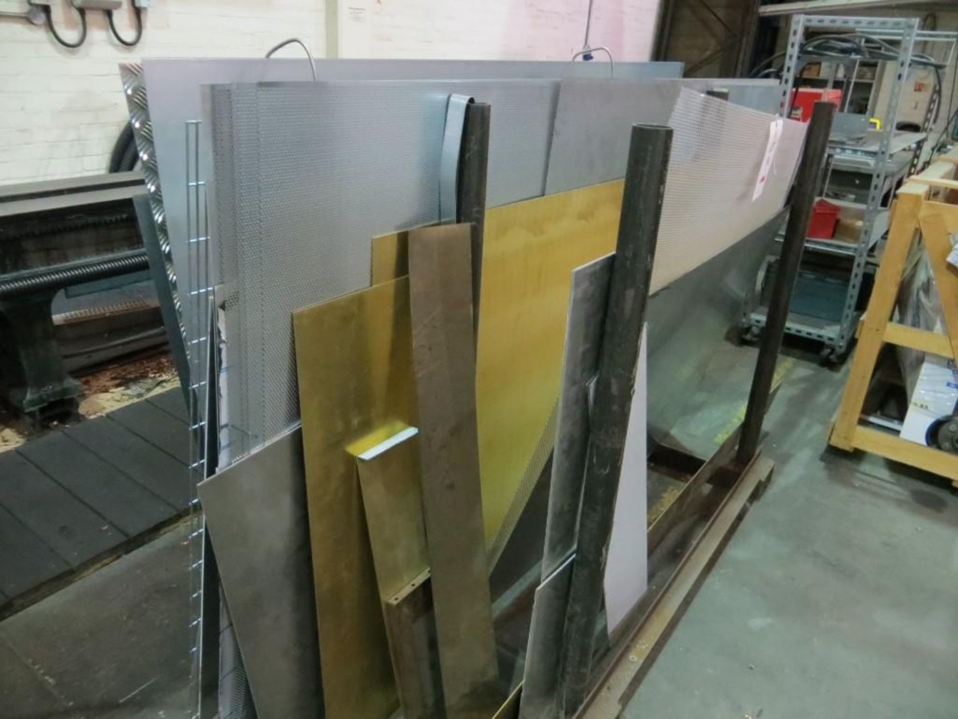 Metal storage rack and contents of sheet metal as lotted