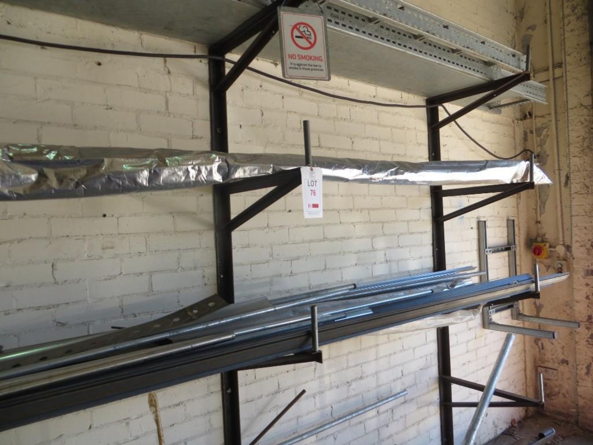 Three bays of purpose built cantilever racking and contents to include metal stock, box, angle, tube - Image 2 of 3