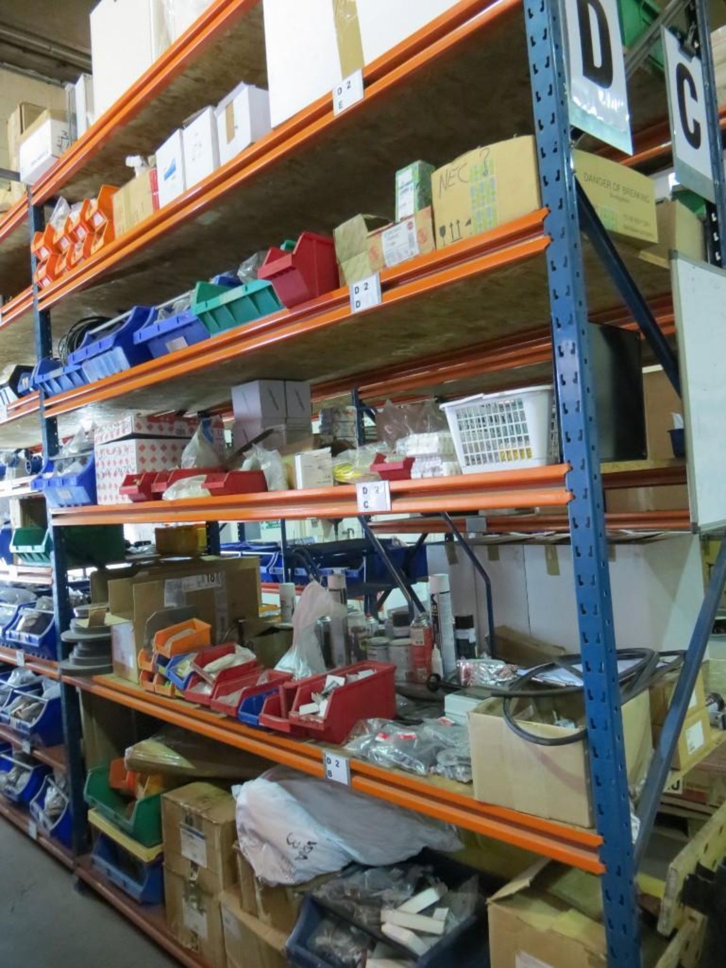 Six shelves of sealants, electrical enclosures, metal boxes, distribution boards, switch connectors, - Image 7 of 8