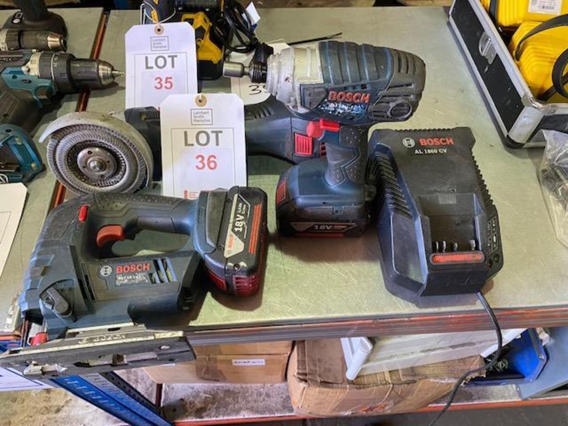 Bosch GST18VLI cordless jig saw Bosch GDR18 VLI cordless impact wrench Bosch GWS 18 VLI cordless dis