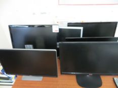 Six various flat screen colour computer monitors