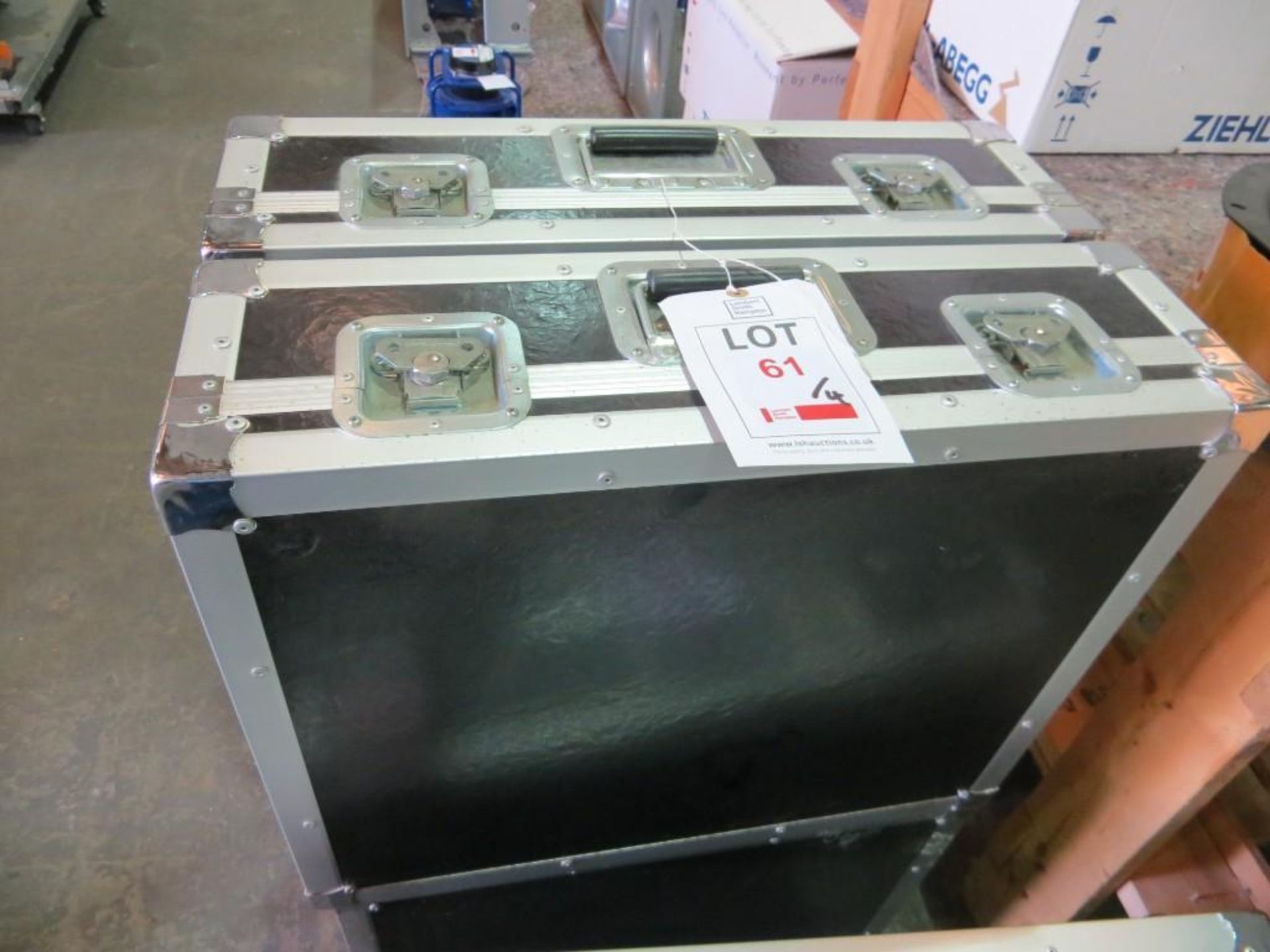 Four Aluminum lockable flight cases 640 x 185 x 525mm