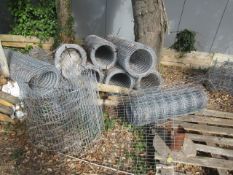 Ten rolls approx.. full and part galvanised wire tree truck protector, height: 1.8m