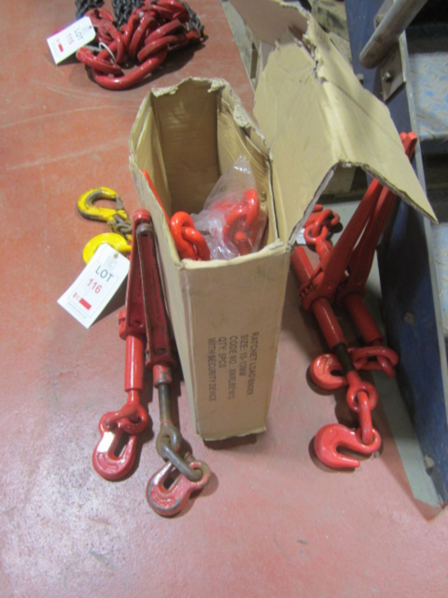 Six ratchet load binders NB: This item has no record of Thorough Examination. The purchaser must