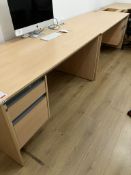 Two wood effect desks, 1 tambour fronted cabinet