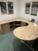 Office workstation to include pedestal and sliding door cupboard