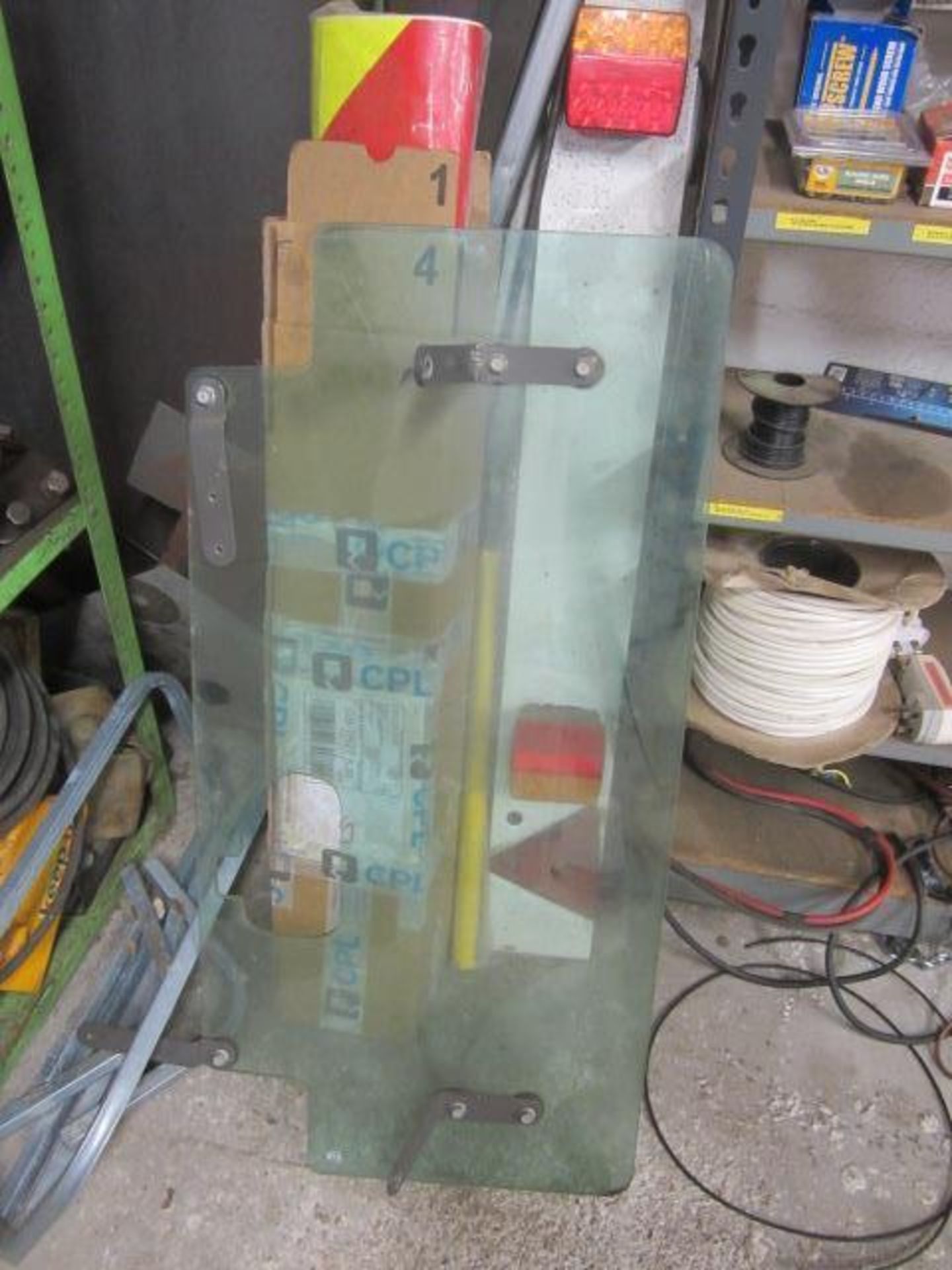 Rack with contents including wood screws, two reels of electrical wire, cable ties, etc. - Image 6 of 7