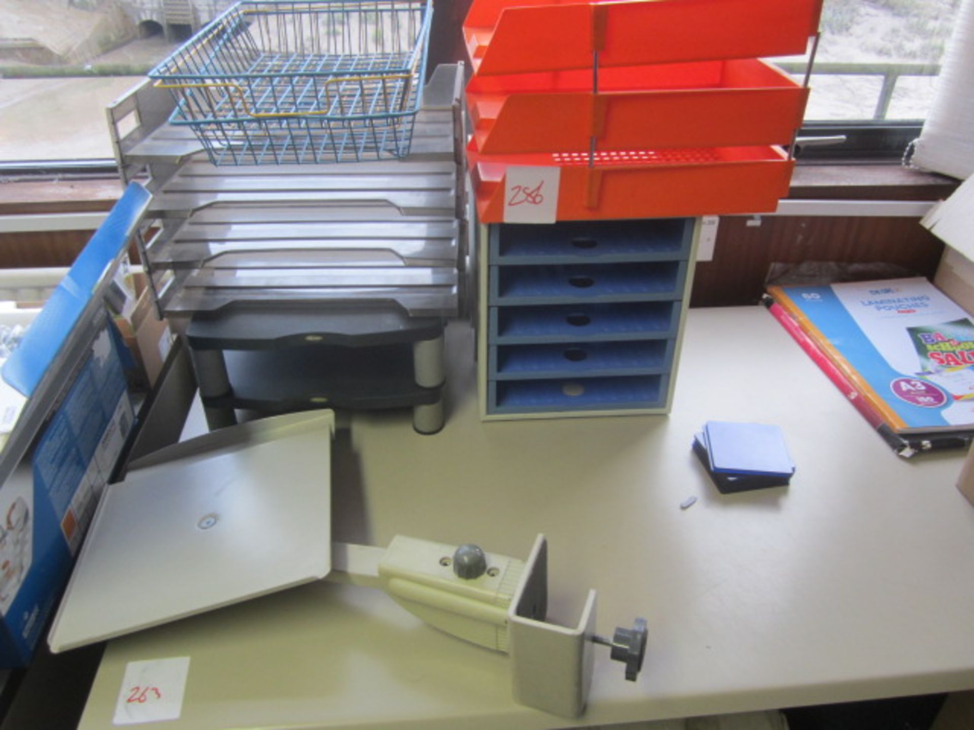 Quantity of assorted office sundries including rulers, electric stapler, calculators, hole - Image 2 of 10