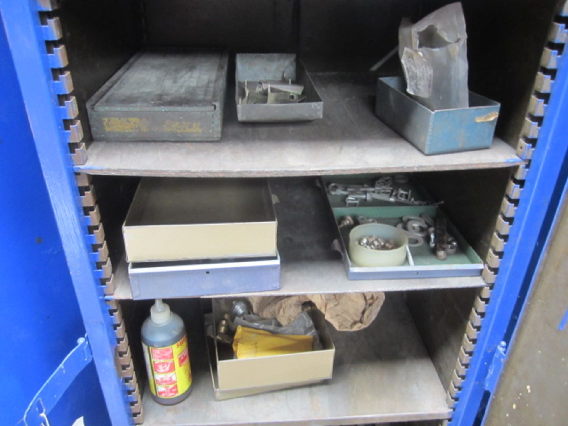 Two cabinets and contents to include threading dies, mill cutters, reamers, spanners, etc. - Image 8 of 9