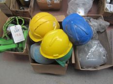Quantity of assorted hard hats and harnesses