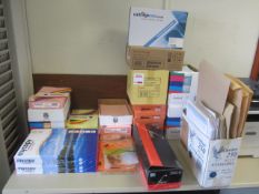 Assorted paper stock, envelopes, cartridges etc.