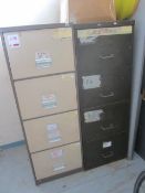 Two 4 drawer office filing cabinets, two light wood twin drawer office filing cabinets, light wood