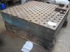 Two steel welders benches, 1550 x 1550mm