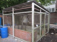 Steel framed bike storage cage and four bike storage stands, single door access, 2800 x 3600mm