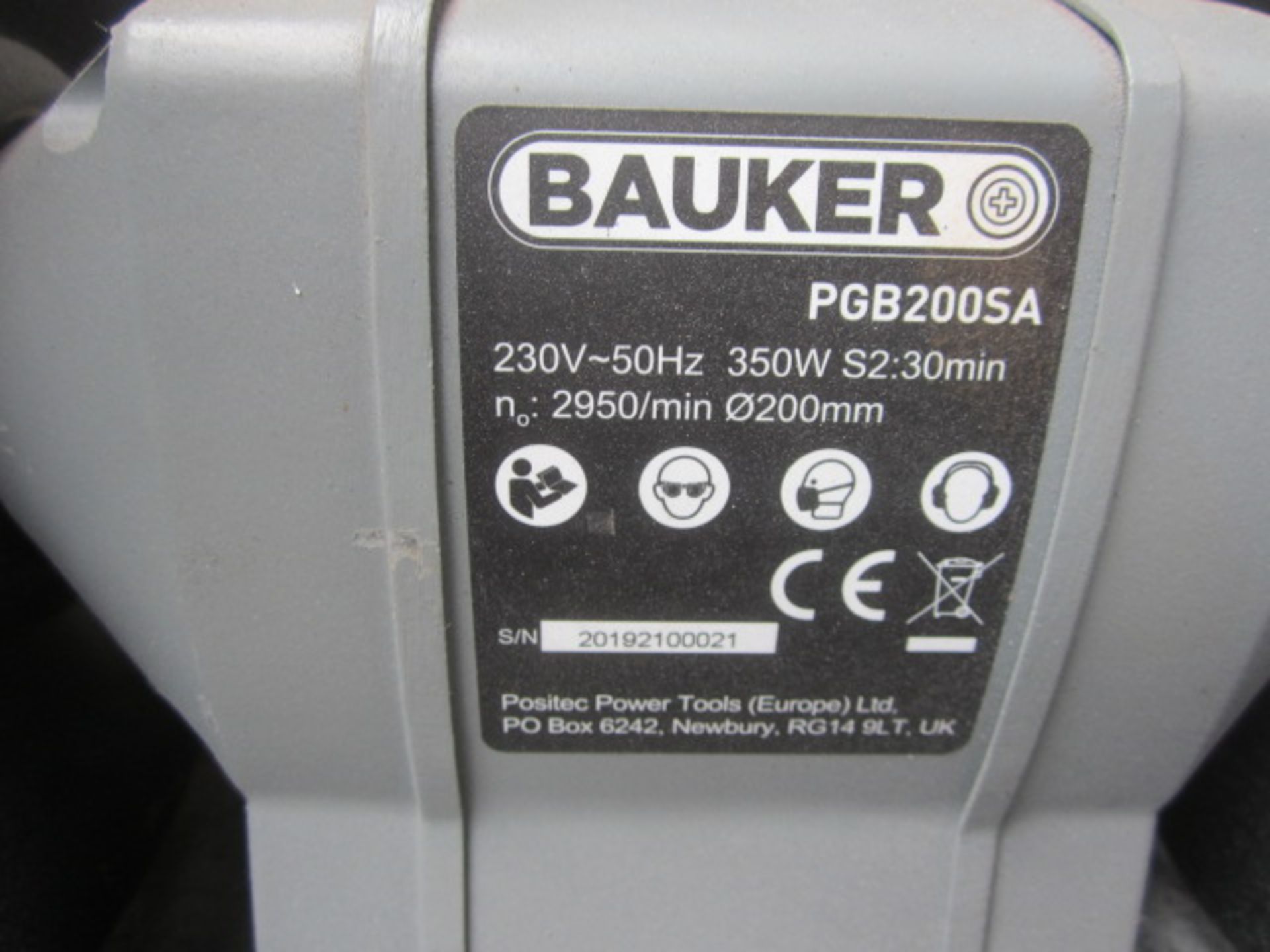 Baucker PGB2005A double ended bench grinder, serial no. 20192100021 - Image 2 of 2