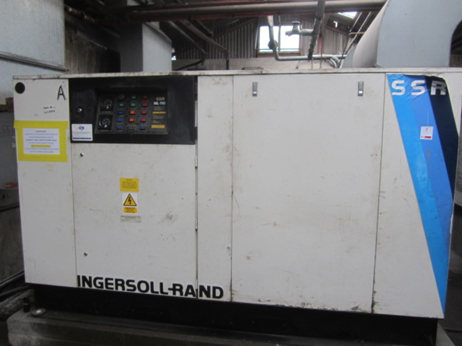 Ingersoll Rand SSR ML-110 packaged air compressor, serial no. 62554, recorded hours 44140 - Image 3 of 7