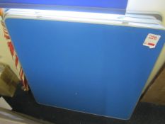 Six blue cloth upholstered partition screens