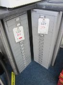 Two Bisley 15 drawer A4 filing cabinets, one 9 drawer filing cabinet
