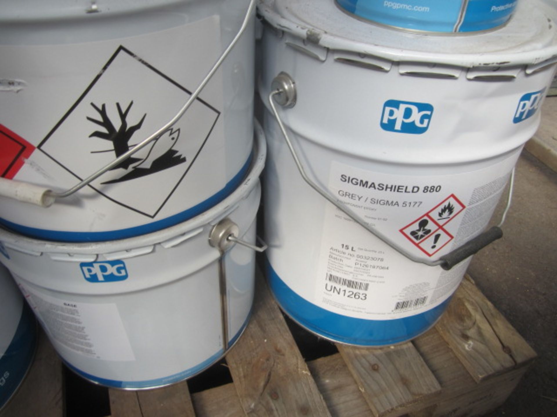 Pallet of assorted paints and PPG curing agents, component epoxy etc. - Image 3 of 4