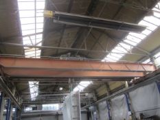 Marshall Hirst 10 tonne twin girder overhead gantry crane, with pendant control, 11m span - this