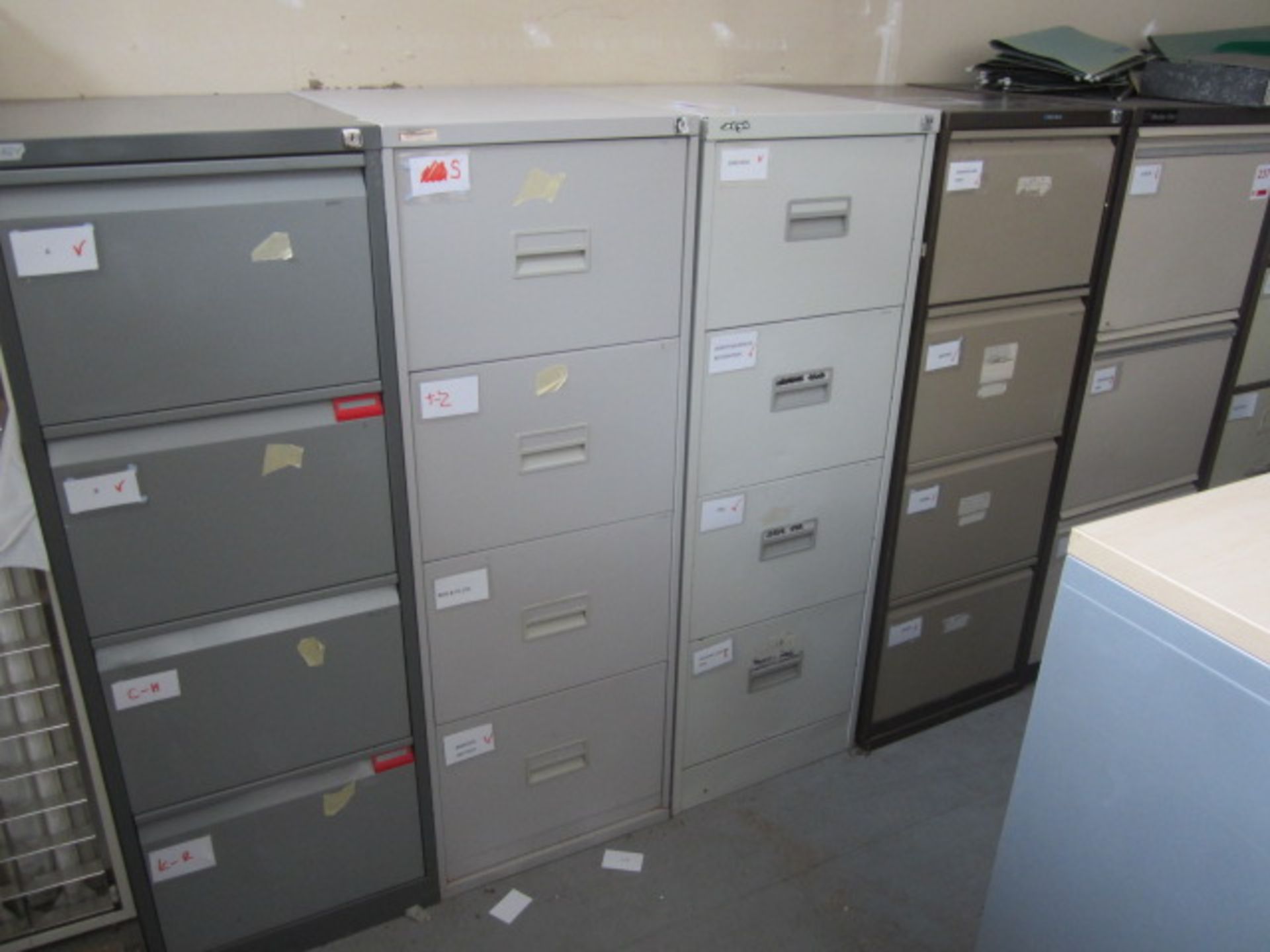 Five 4 drawer office filing cabinets