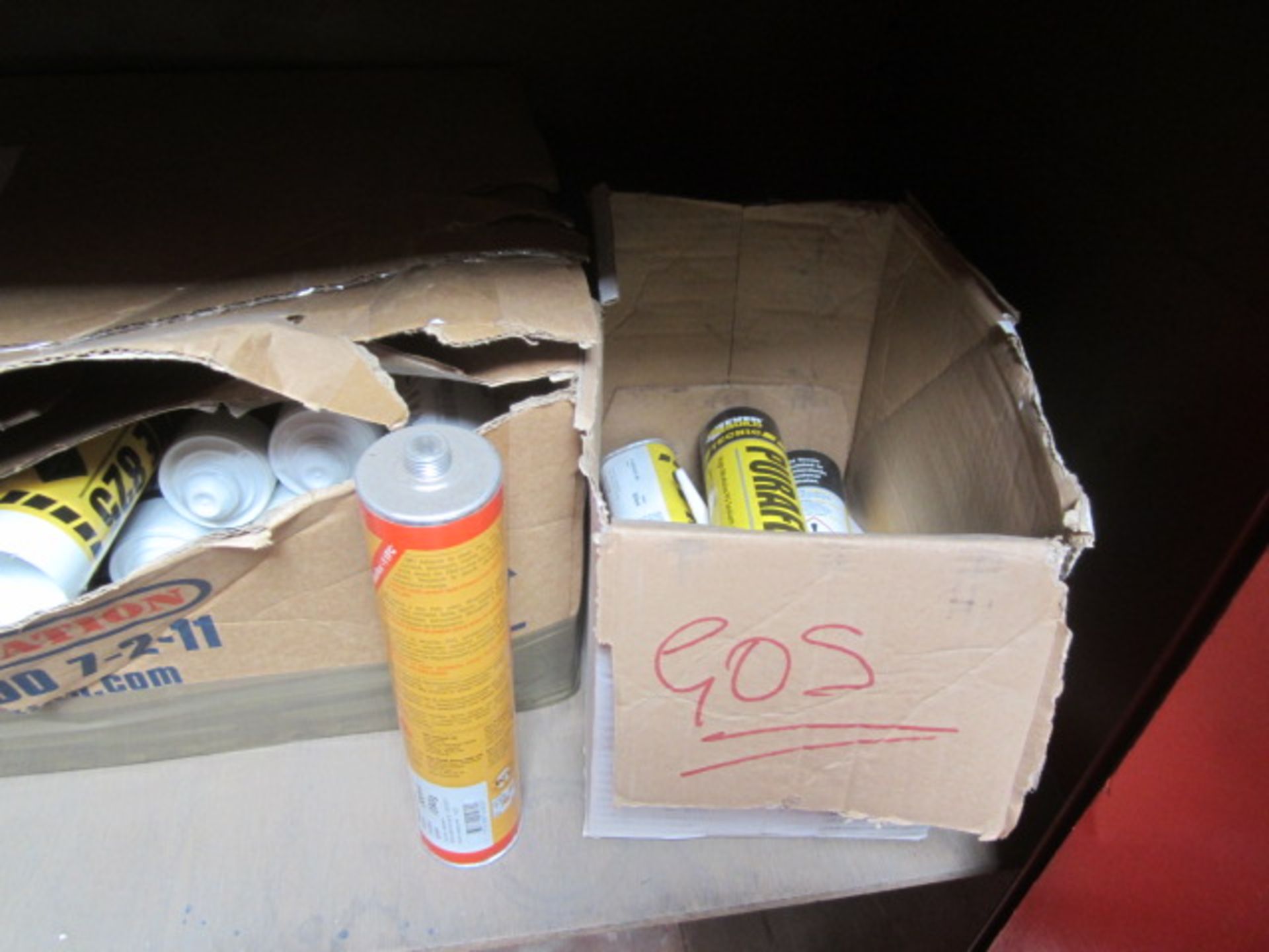 Red timber twin door storage cabinet and contents to include latex gloves, respiratory mask, ever - Image 3 of 10