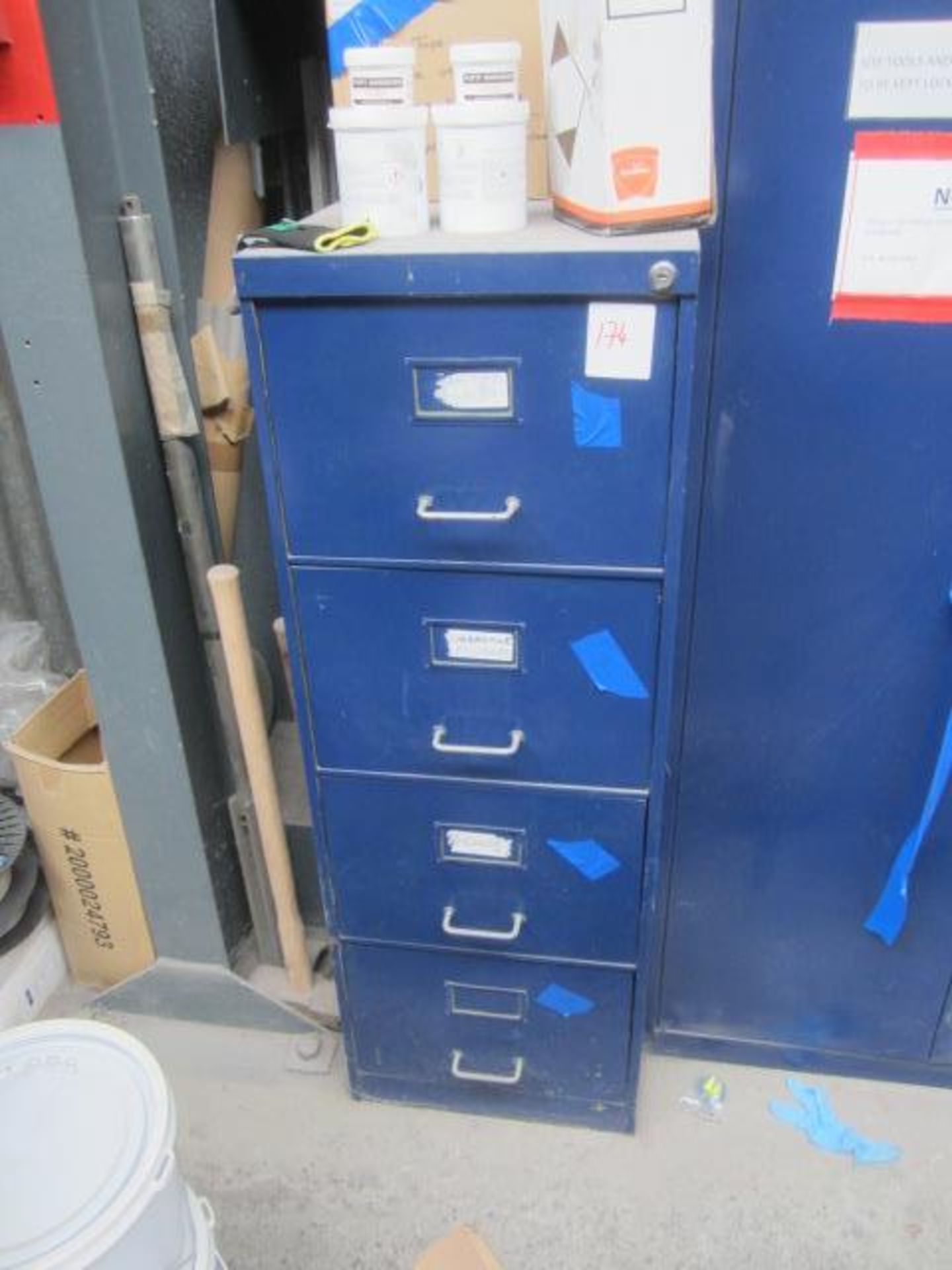 Twin door steel filing cabinet, four drawer filing cabinet (excludes contents) - Image 3 of 3