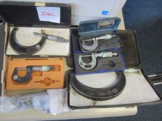 Five various outside micrometers and setting rods