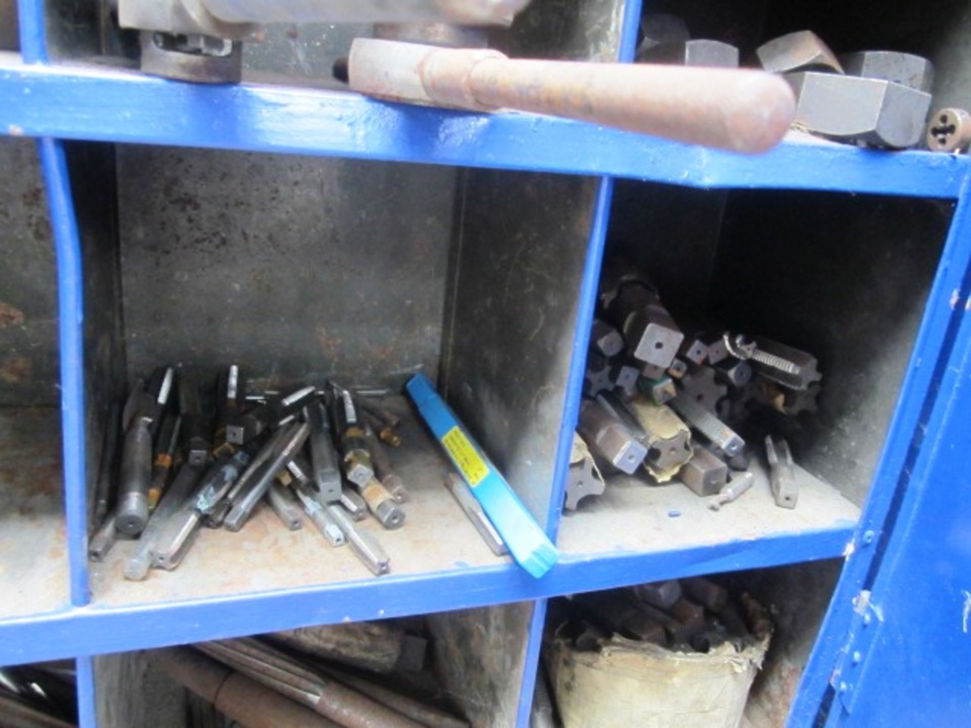 Two cabinets and contents to include threading dies, mill cutters, reamers, spanners, etc. - Image 3 of 9