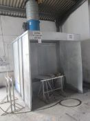 Steel framed wet back spray booth with Gallito Ltd extraction fan and ducting to atmosphere,