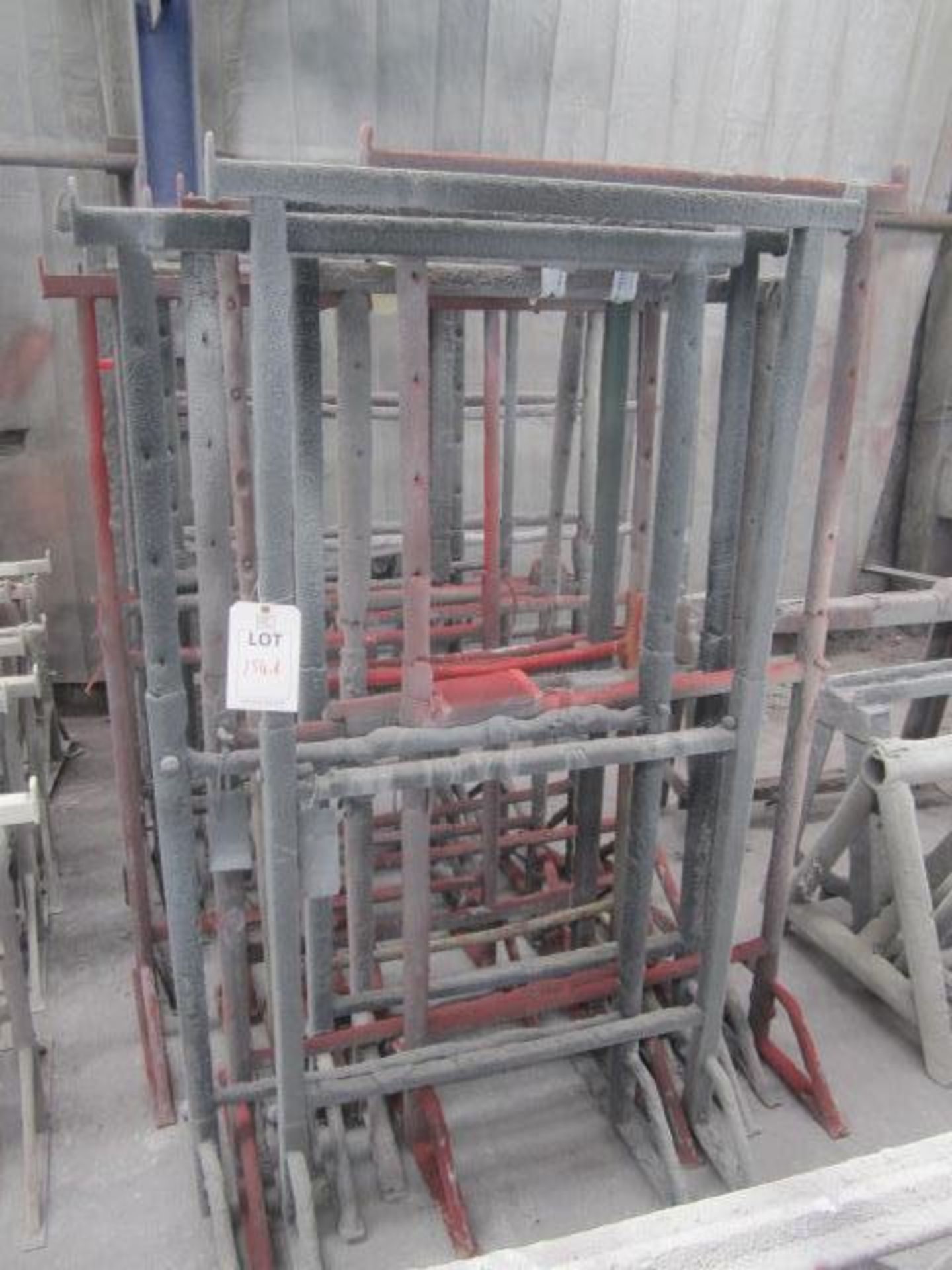 Quantity of adjustable height metal frame trestles