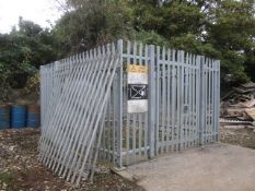 Galvanised security fencing, approx. foot print: 4m x 4m with 2 x hinged gates, 2 x spare panels