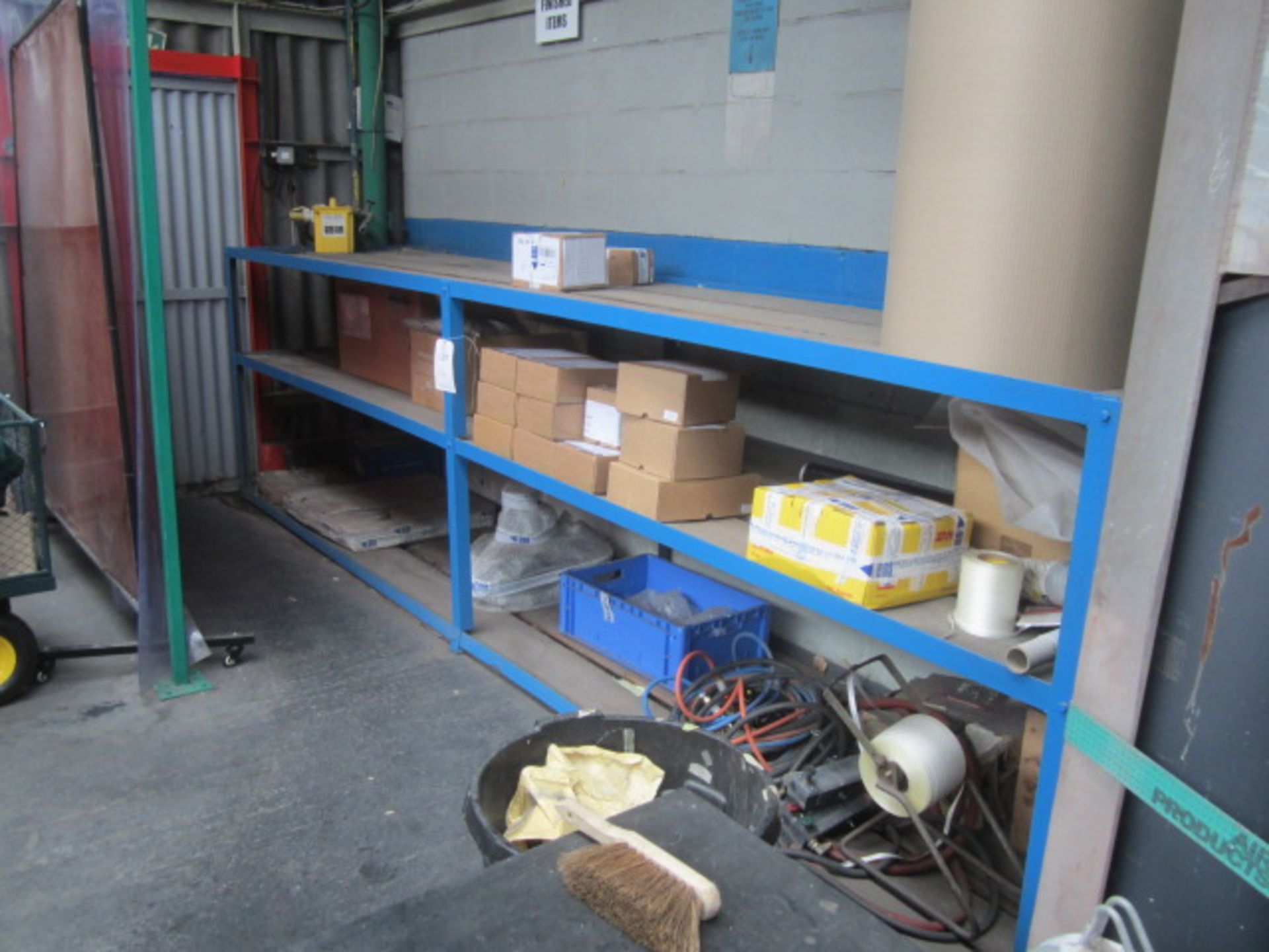 Steel framed rubber topped workbench, 2100 x 1200mm and a steel framed triple shelf storage rack, - Image 3 of 3