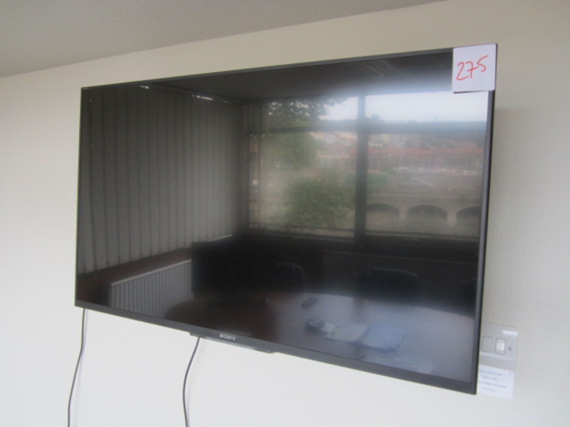 Sony Wall mounted monitor, model KDL-42W705B, Fujitsu computer tower and keyboard - Image 2 of 4