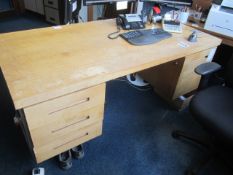 Solid wood double pedestal desk