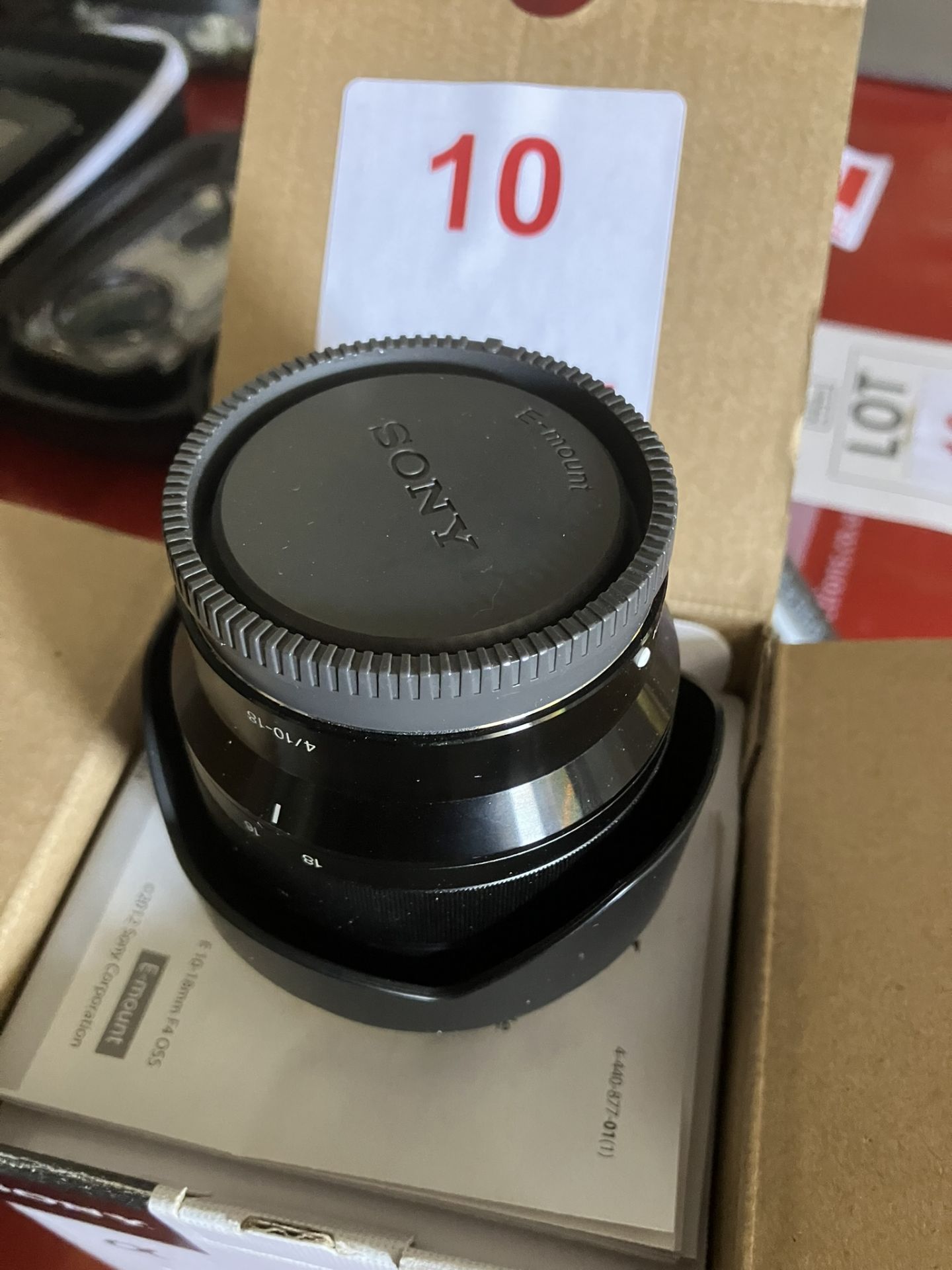 Sony interchangeable lens, serial no. 2009029, model SEL1018, 4/10-18