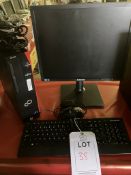 Fujitsu Celsius PC J580, model DTF, two monitors, one keyboard, one mouse