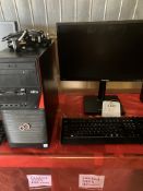 Fujitsu Celsius 550n PC, model M15W, two monitors, one keyboard, one mouse