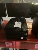 Two Lenovo Thinkcentres Core i3, desktop PCs, four monitors, two keyboards, one mouse