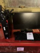 Fujitsu Celsius J550N PC, model DFT, two monitors, one keyboard, one mouse
