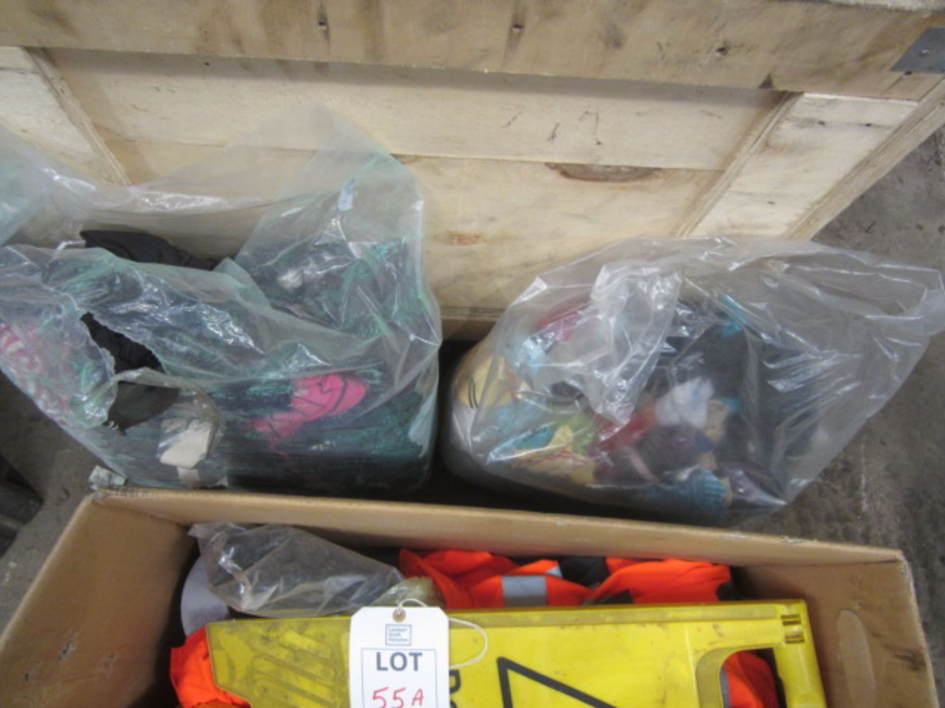 Assorted PPE including hard hats, gloves, water proofs, ear plugs, 2 x bags of rags, 2 x warning - Image 4 of 7