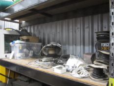 Miscellaneous lot including 2 x electrical cabinets, assorted reeled electrical wire, cabling,
