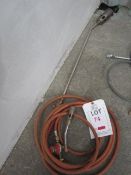 Two various gas burner torch heads and hose