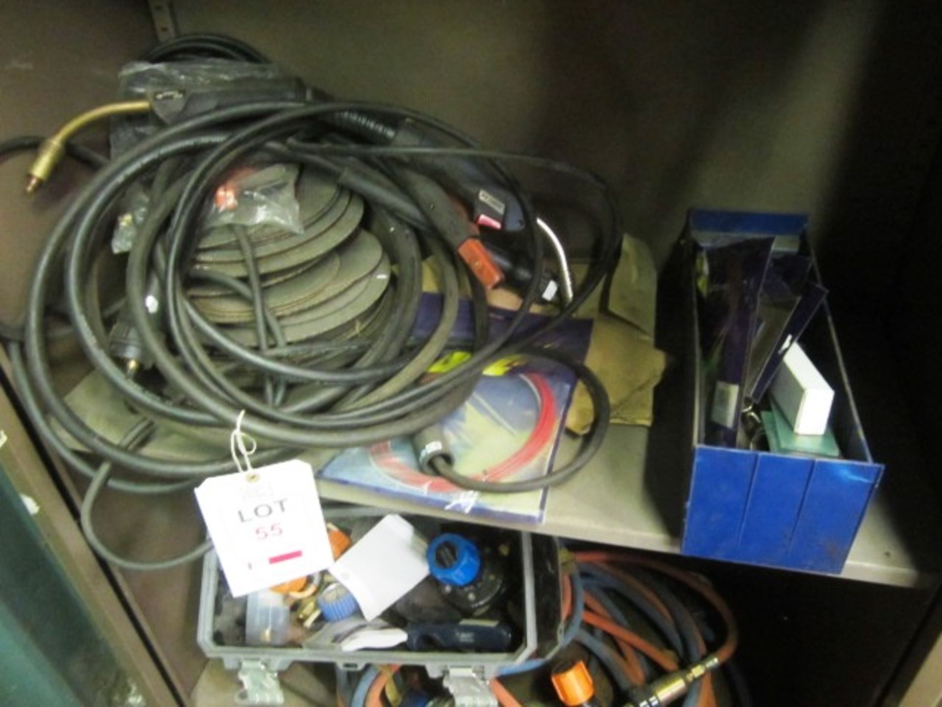 Contents of cupboard to include welding gloves and aprons, Esab Autrod 5356 welding wire, - Image 3 of 8