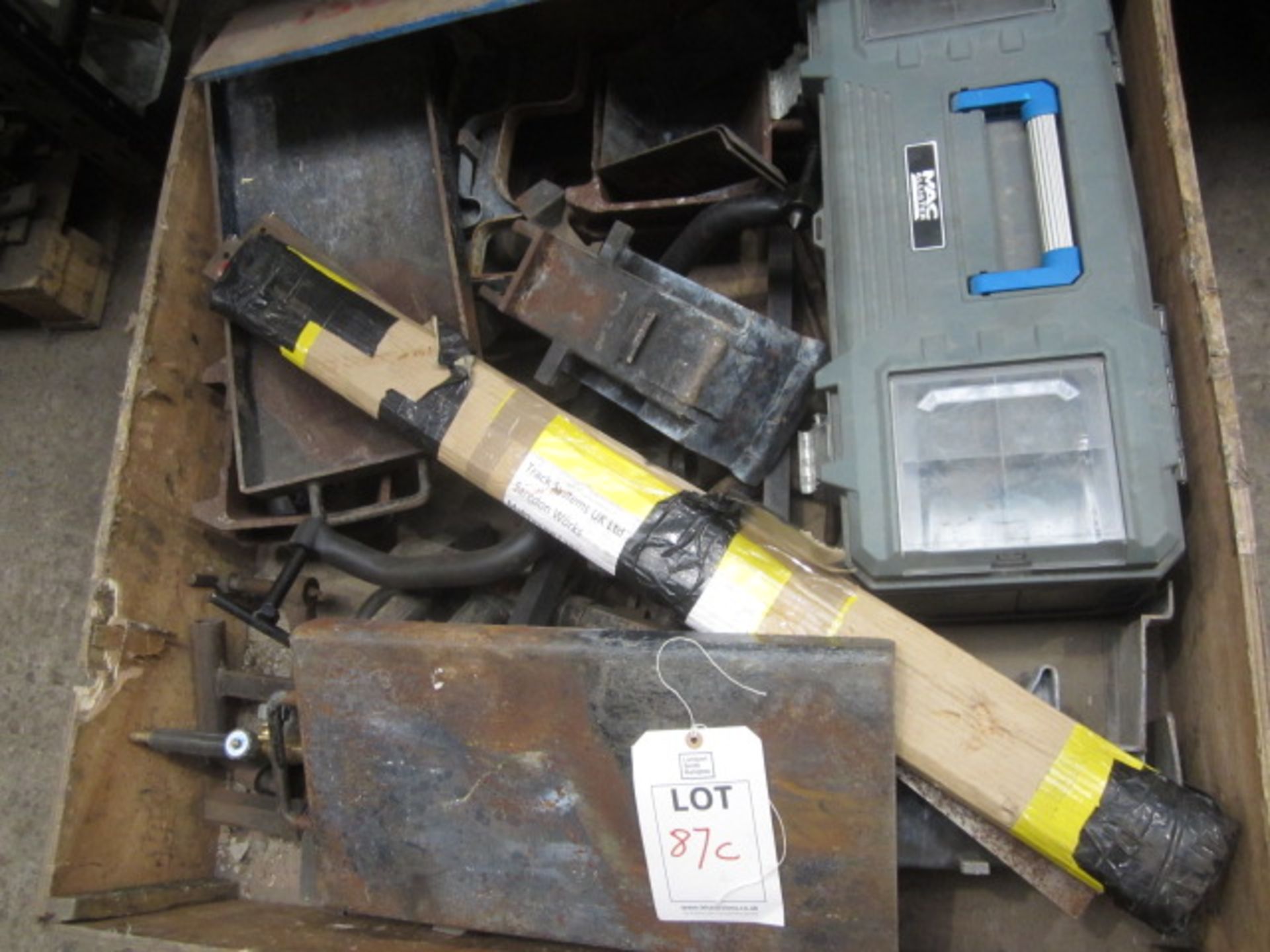 Box of Thermit welding equipment including torches, assorted moulds, etc.