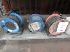 Three various reeled extension leads, 240v