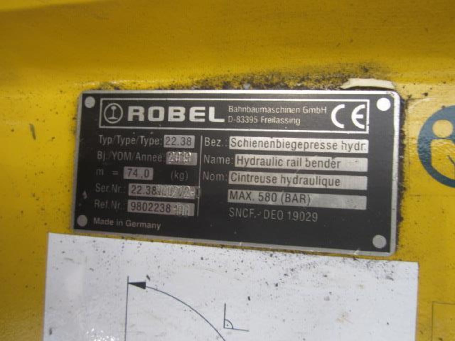 Robel hydraulic rail bender, type 22.38, serial number 22.380000272, max bar 580 (2019) - Image 3 of 4