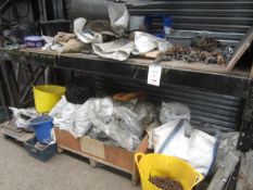 Contents of bay of racking including steel profiles, heavy duty bolts, metal clips etc., as lotted -