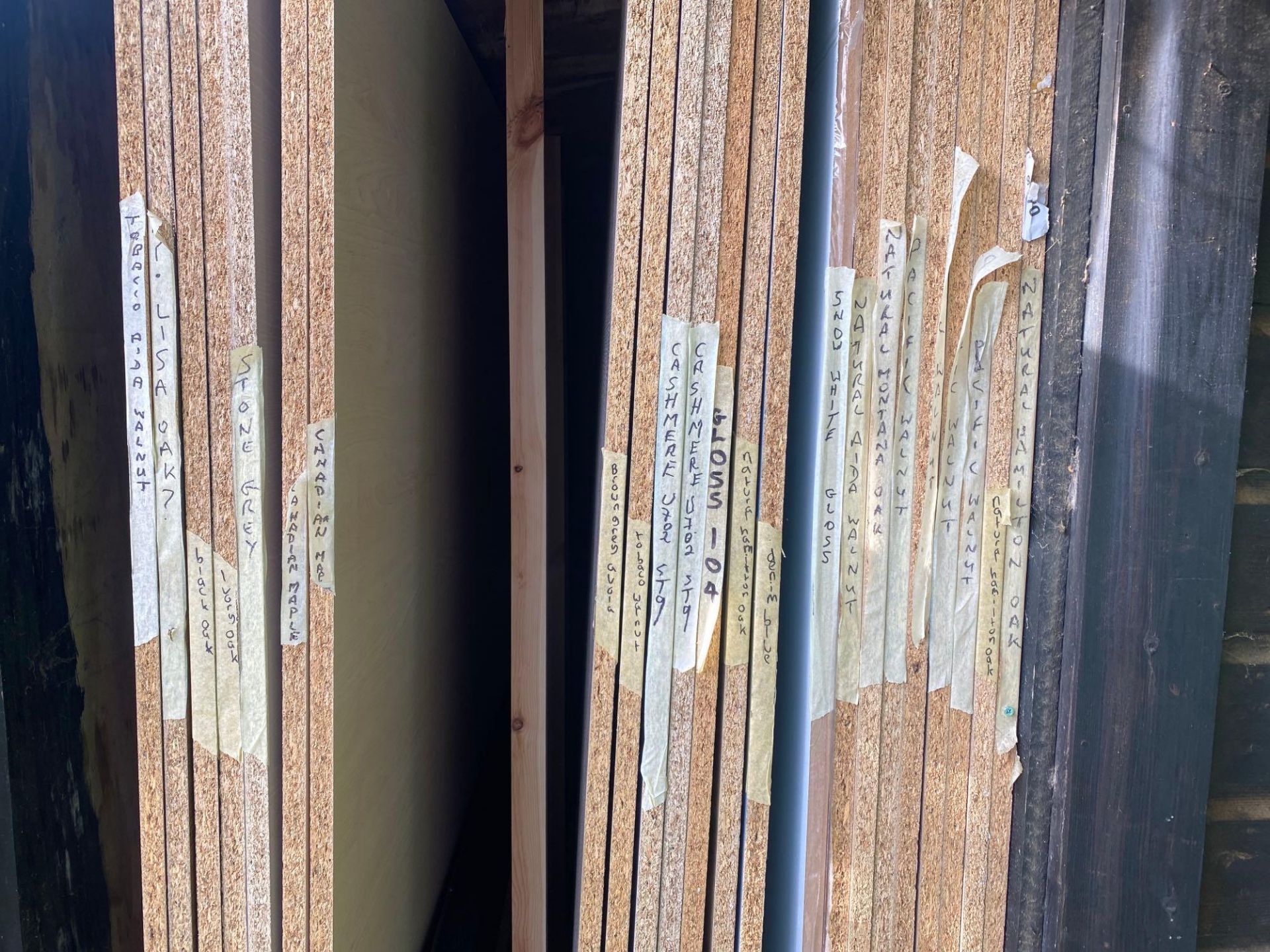 contents of outdoor storeroom to include a large quantity of minimum chipboard sheets, approximately - Image 3 of 4